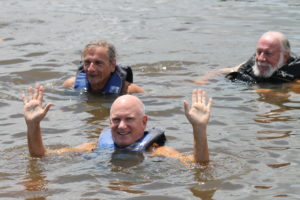 Passengers swimming in Amazon river
