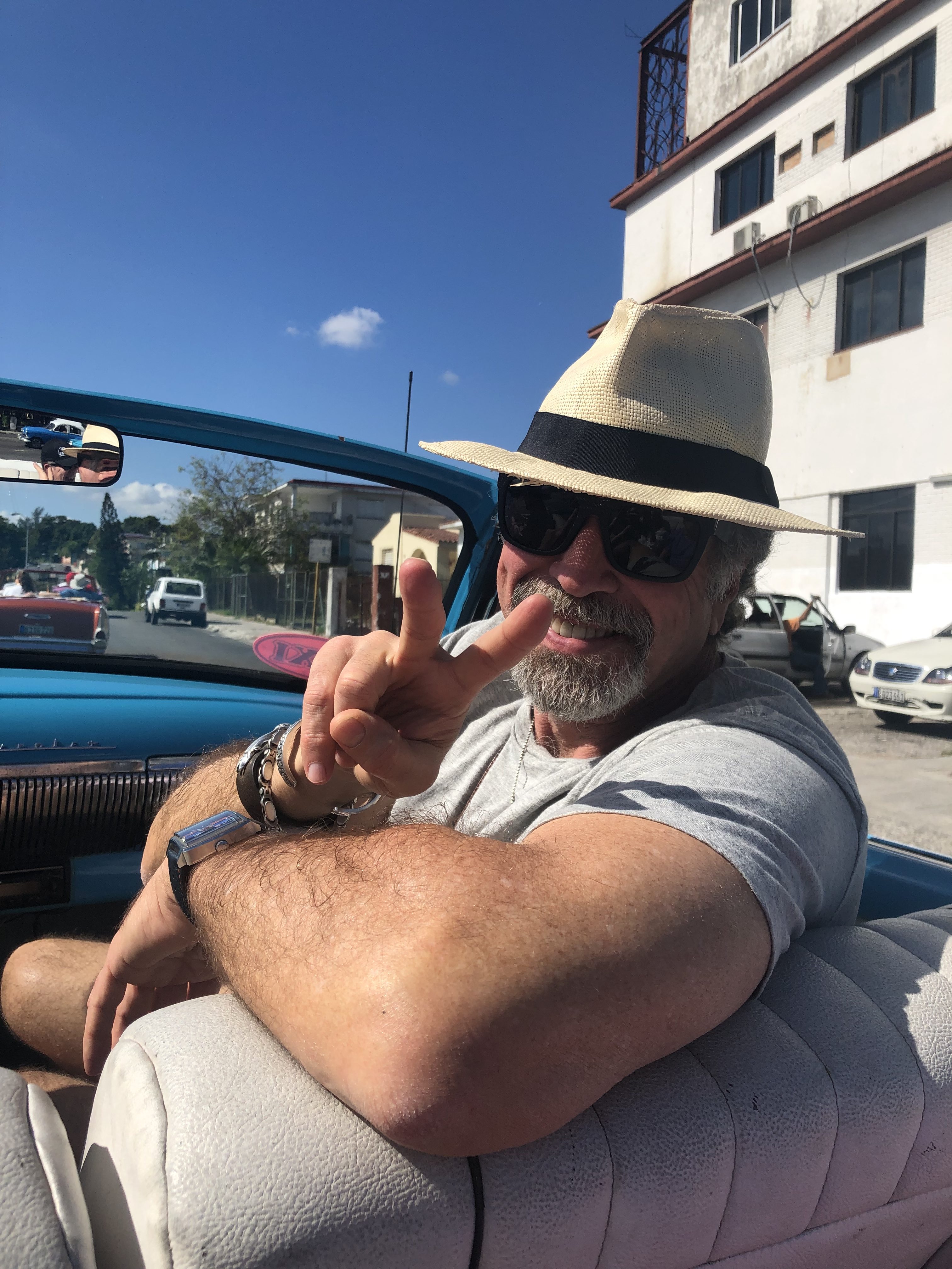 Wade Shealy in a car Cuba 