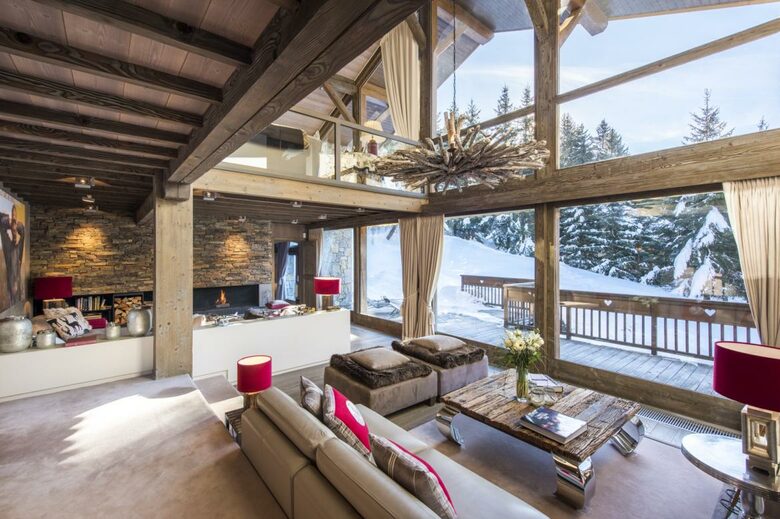 Inside of a ski chalet in the french alps. 