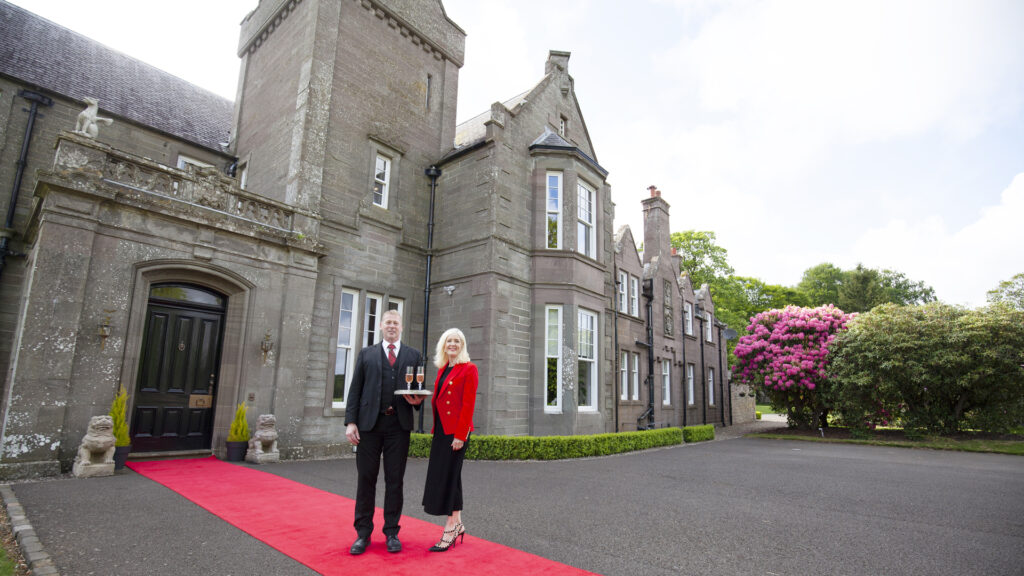 Millionaire Holiday Home Swap, Yvonne Corbett and butler Chris at Turin Castle, Scotland