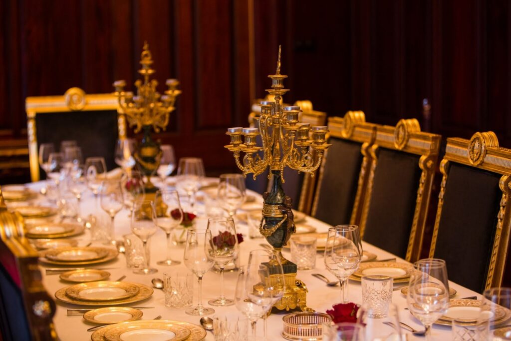 Formal table setting at Turin Castle